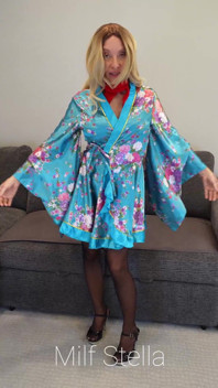 Blue Robe with Black Heels