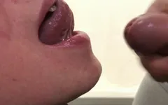 Cumshot in Mouth Close up