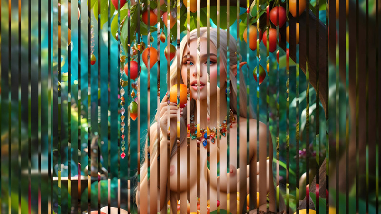 LustRender: Mooi naakt elfmeisje met grote borsten met Akebi