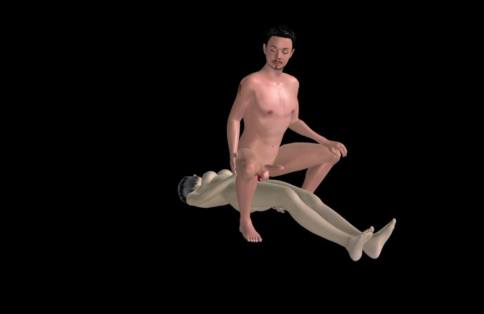 RenderLust: Porno animato 3D - uomo asiatico che cavalca con lo strapon nel...