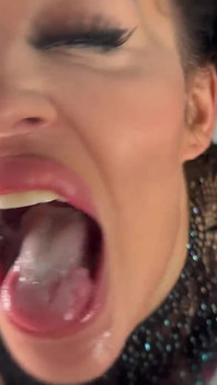 POV Interracial Cumshot and Swallow on MILF