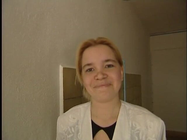 Lucky Cooch: Blonde lady giving an interview