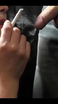 Smoking and Blowjob and Play with His Balls and Cumshot on My Face