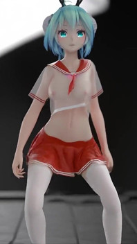 [mmd] Crema al cioccolato Jk; Sexy ragazza del college in uniforme; Gonna ultra-corta; Calze bianche; Tacchi alti con le suole rosse