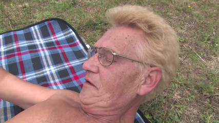 Nikky Thorne's Teen Club: Lovely babe is pleasing an older guy's cock outdoors