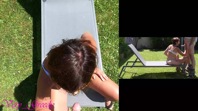 Les Gourmands: Krásná MILFka v sexy bílém prádle je ošukaná zezadu venku...