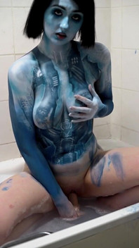 Cortana bodypaint removal & dildofick