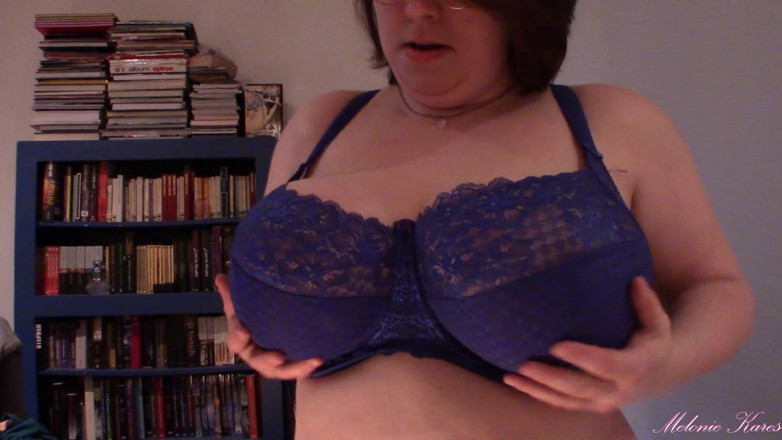 Melonie Kares: Huge boob tight shirt struggle BBW