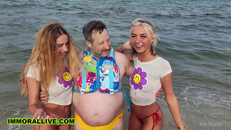 Immoral Live: Beach Bunny Blondes Khloe Kapri &amp; Chloe Temple Threesome in Front...