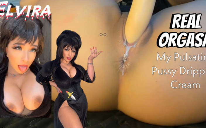 Emanuelly Raquel: Elvira Cosplay Emanuelly Raquel Wet Pussy Play and Female Orgasm