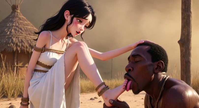 YOUR BEST FANTASY: White Woman Tied in Africa - African Man Licking Her Feet