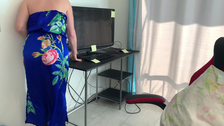 Erin Electra: Stepmom gets stuck in a desk and stepson fucks her