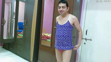 Cute & Nude Crossdresser: Cute sissy crossdresser femboy Sweet Lollipop in a tank top,...