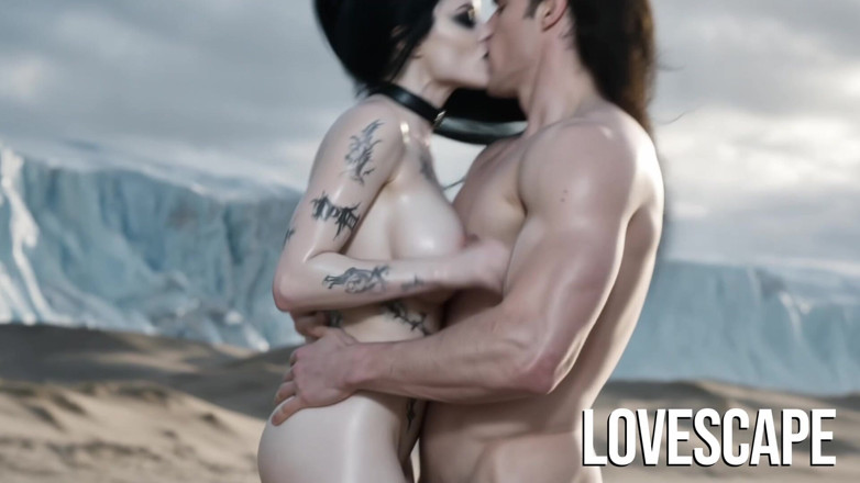 Lovescape: dur cu o gotică țâțoasă pe plaja de înghețată (ai)