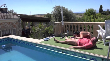 Nikky Thorne's Teen Club: Brunette babe and blonde milf suck hard wang outdoors
