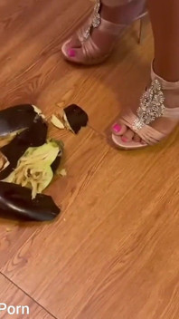 Squashing Eggplant with My Sexy High Heels