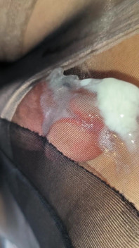 I Poured Hot Cum on Black Pantyhose and White Lace Panties Taken From a Little Cute Classmate