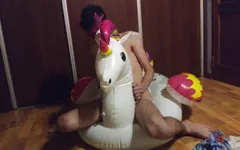 Having Fun in My Inflatable Unicorn