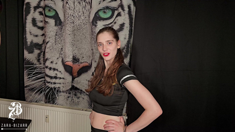 Zara Bizarr: Cheerleader Ballbusting Fun with Leather Slippers
