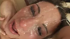 Petite cute hottie gets throat fucked and rough fucked by two big dick men