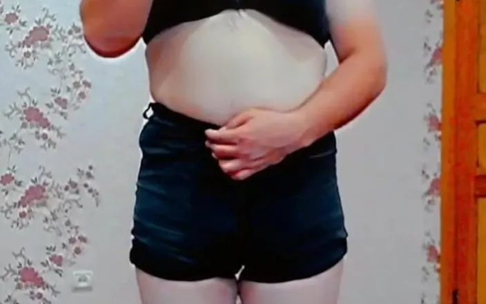 Kitty_Cross: Cute Slim Ladyboy Homemade Sexy Performance Short Shorts Cute Bra...