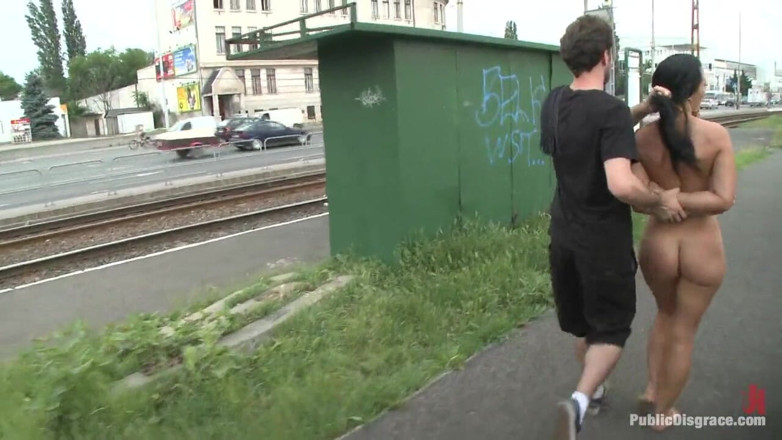 Public Disgrace by Kink: World Famous Dominatrix Down on Her Knees Crawling Naked Through...