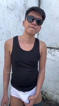 Handsome Asian Boy Outdoor Masturbation