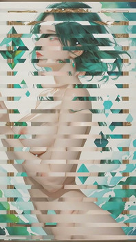 Nude Silhouette in Emerald Geometry