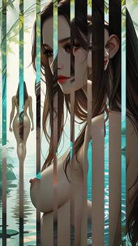 Mooie naakte cyberpunk femme fatale lang en verleidelijk