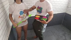 Holi Special: Bro Fucked Saara Anal Hard While She Wanna Play Holi with Friends