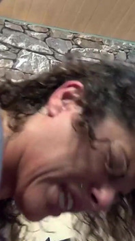 Curly babe gets both holes fucked by huge cocks