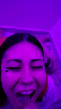 Latina Receiving Semen in Her Rich Little Mouth