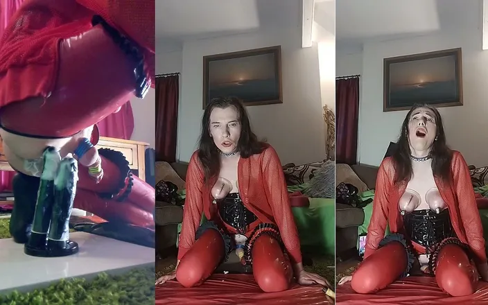 TvTs Isabella Coupe: Isabella red latex 3 in 1 stretch