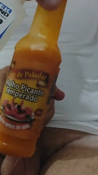 Intense Masturbation, Glue and Pepper on Stepdaddy's Cock