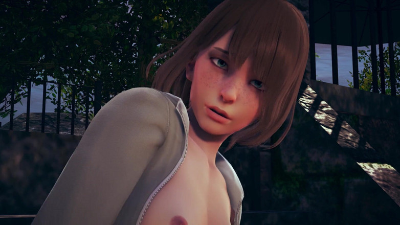 Waifu club 3D: Max masturbates her pussy in the back garden