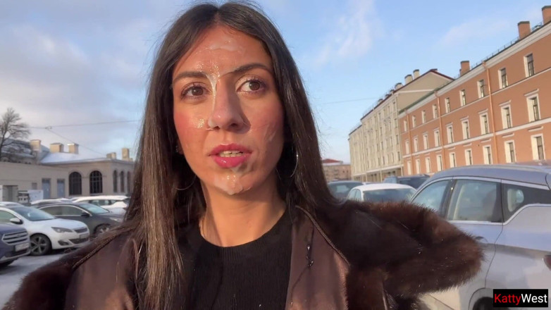 Katty West: Girl Agreed to Walk with a Stranger's Cum on Her...