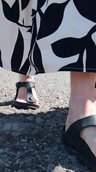 Barefoot in Birkenstocks in Nature