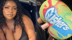 Thick Black Girl Gets Fucked Through Her Tight Gusher Shorts on Her Way to the Car Wash