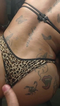 Big Ass Trans Fucked Without a Condom in Leopard Lingerie