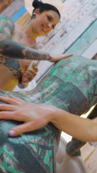 Oily Lesbian Metal Toy Threesome Girls Slippery Fuck
