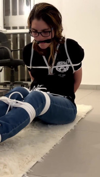 Miriam Tied in Jeans Having Her Feet Played with