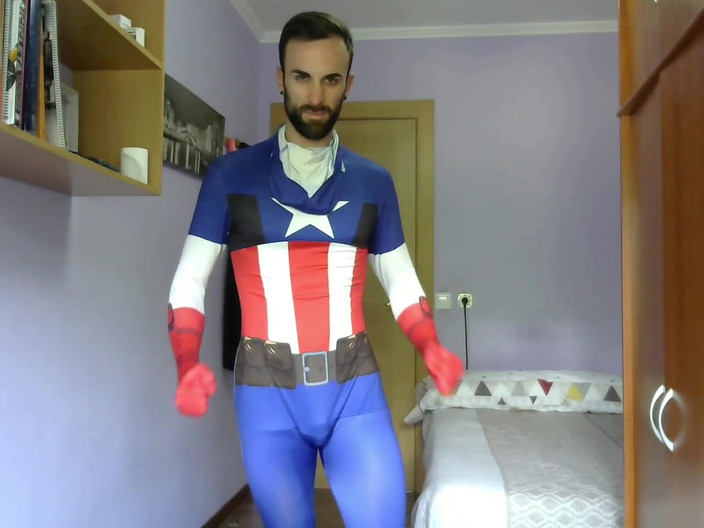 Zeus Ray: Captain America Jerking off and Cumming