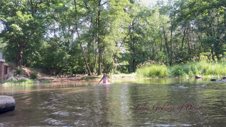 Lily, Goddess of Desire: Cute Teen in Costume Playing in the River Like in...