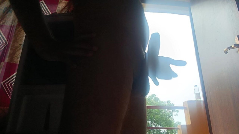 Desi shikha: Outside Balcony Masturbated Huge Cock