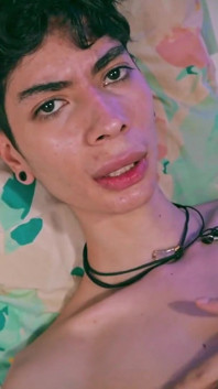 Cute Skinny Twink Jerking His Big Cock and Shooting His Cum Handsfree