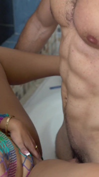 Cheeky Colombian Hottie Gets Big Facial Cumshot in the Jacuzzi