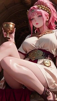 Blonde Queen! Private Morning Reading in the Roman Court, Silk Stockings Crossed, Forbidden Lip Touch!