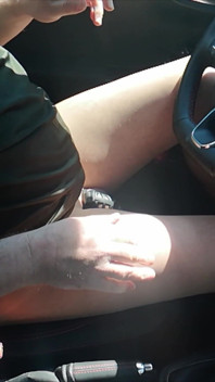 Small Penis in Cage While Driving in Pantyhose