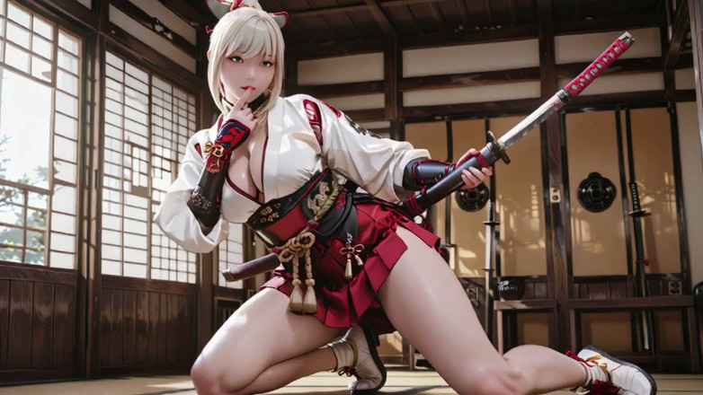 Seraphina Vale: Guerreiro vermelho e branco de quimono!