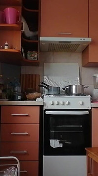 Amateur Wife Prepares Food Naked in the Kitchen